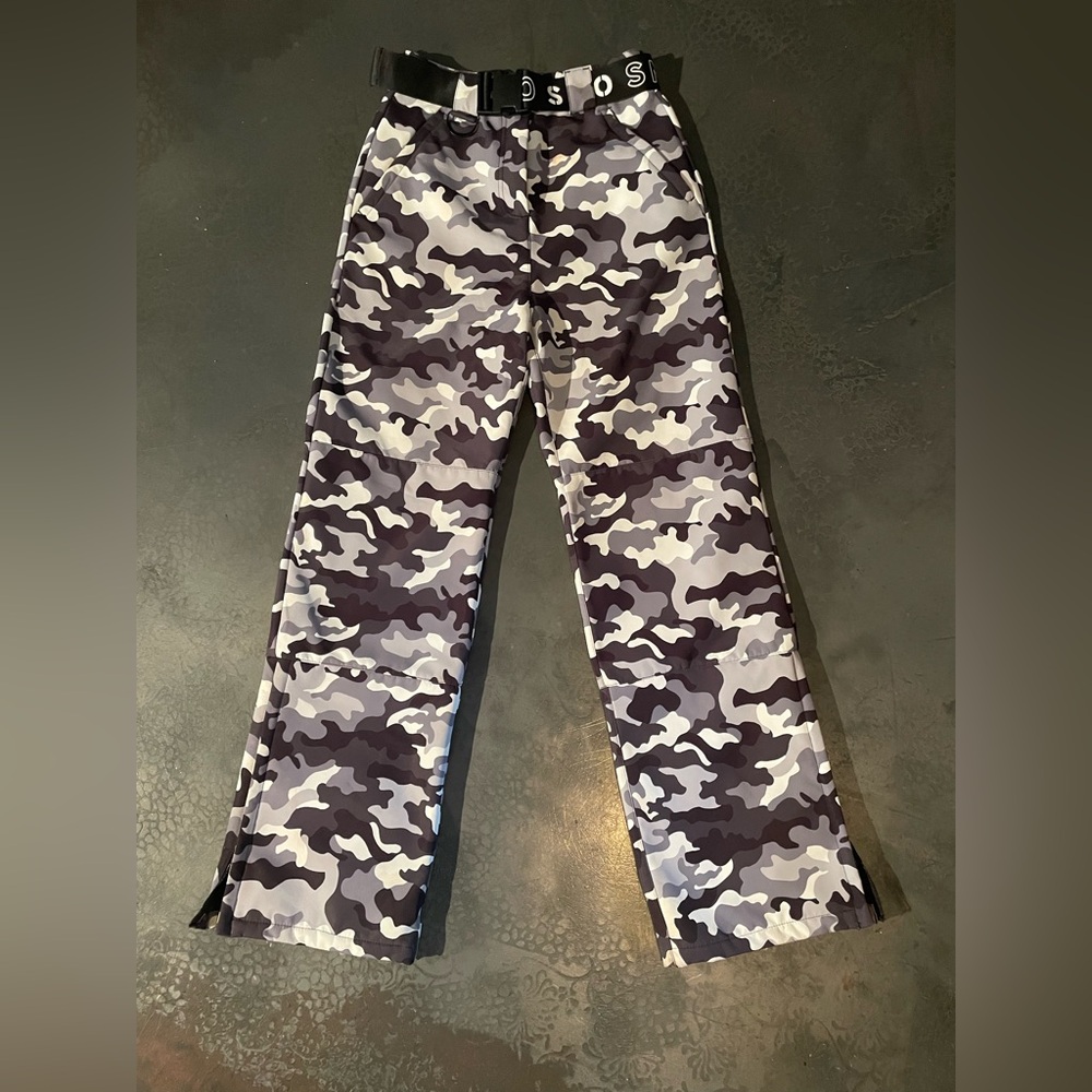 Topshop Black and Gray Camo Cargo SKI Pants